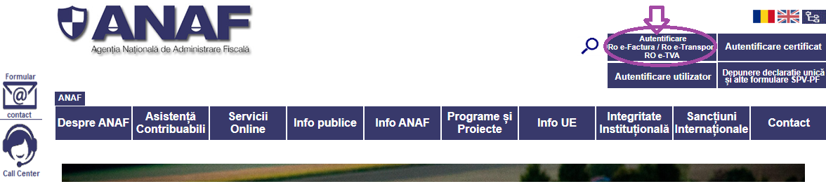 Accesare RO e-Factura ANAF