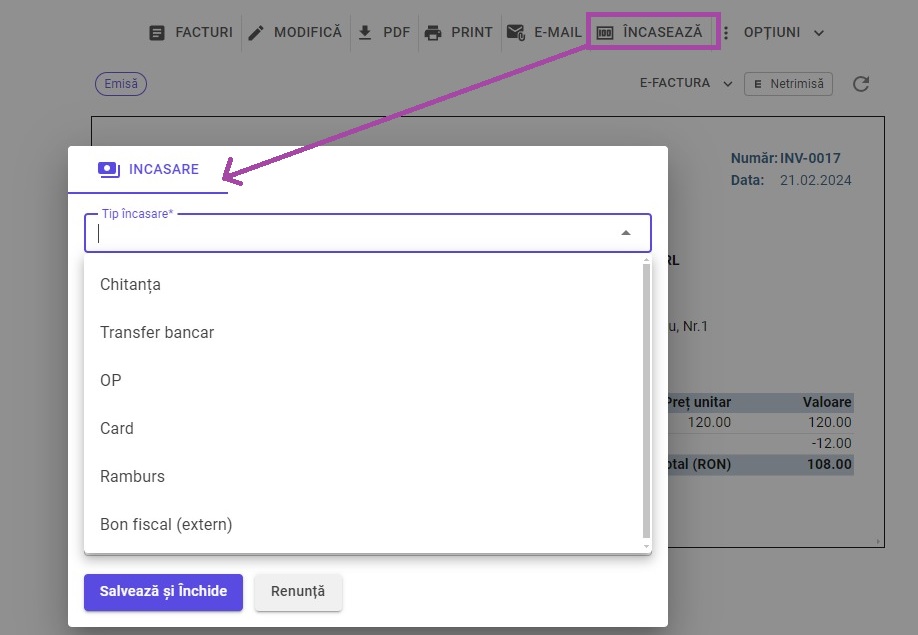 IncaseazaFactura
